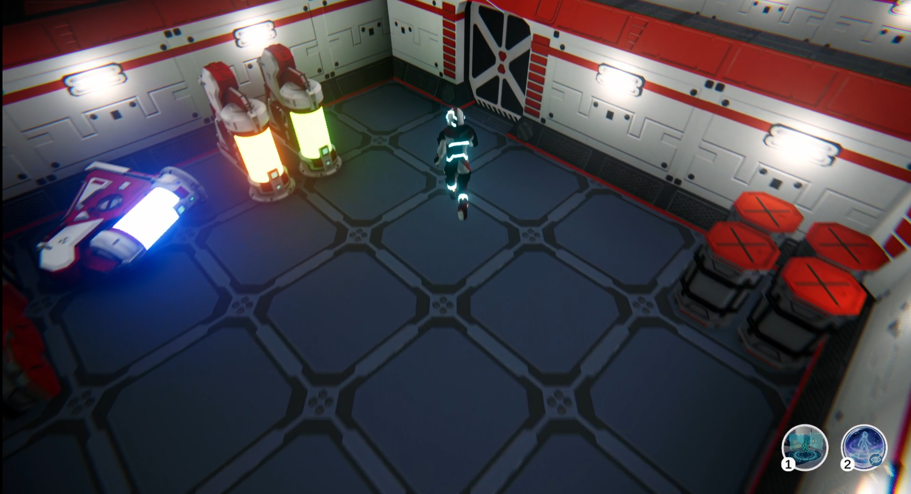 Sala com reatores luminosos em Cozmos