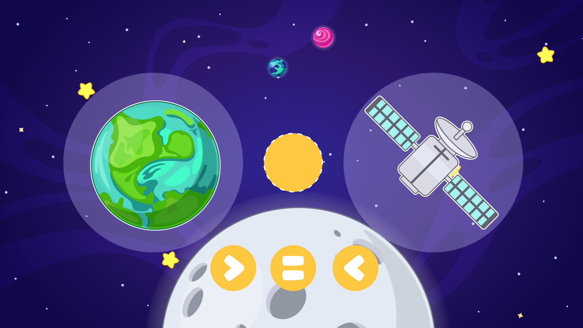 Minigame espacial de comparação em Meu Joguinho