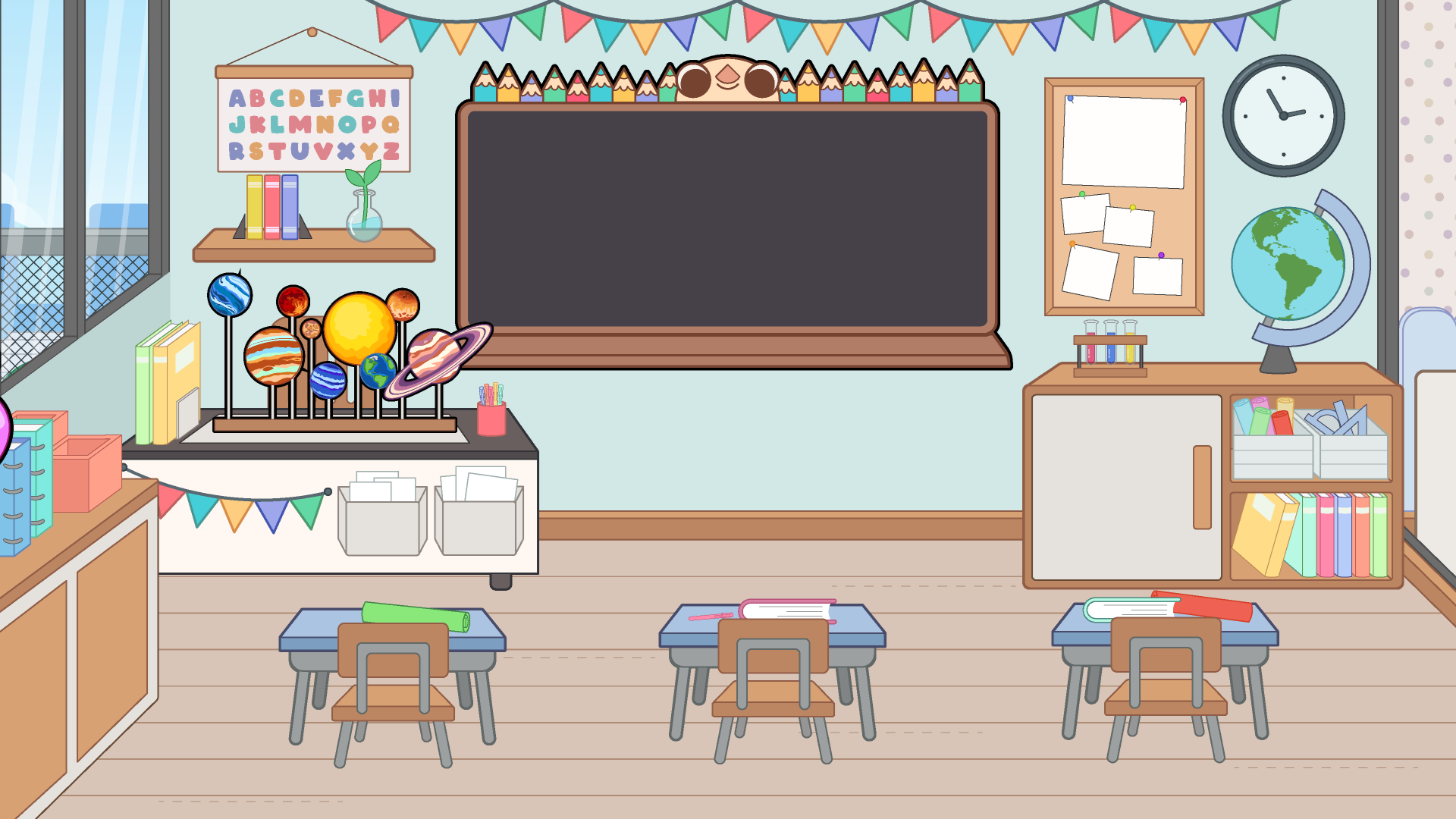 Cenário de sala de aula em Meu Joguinho