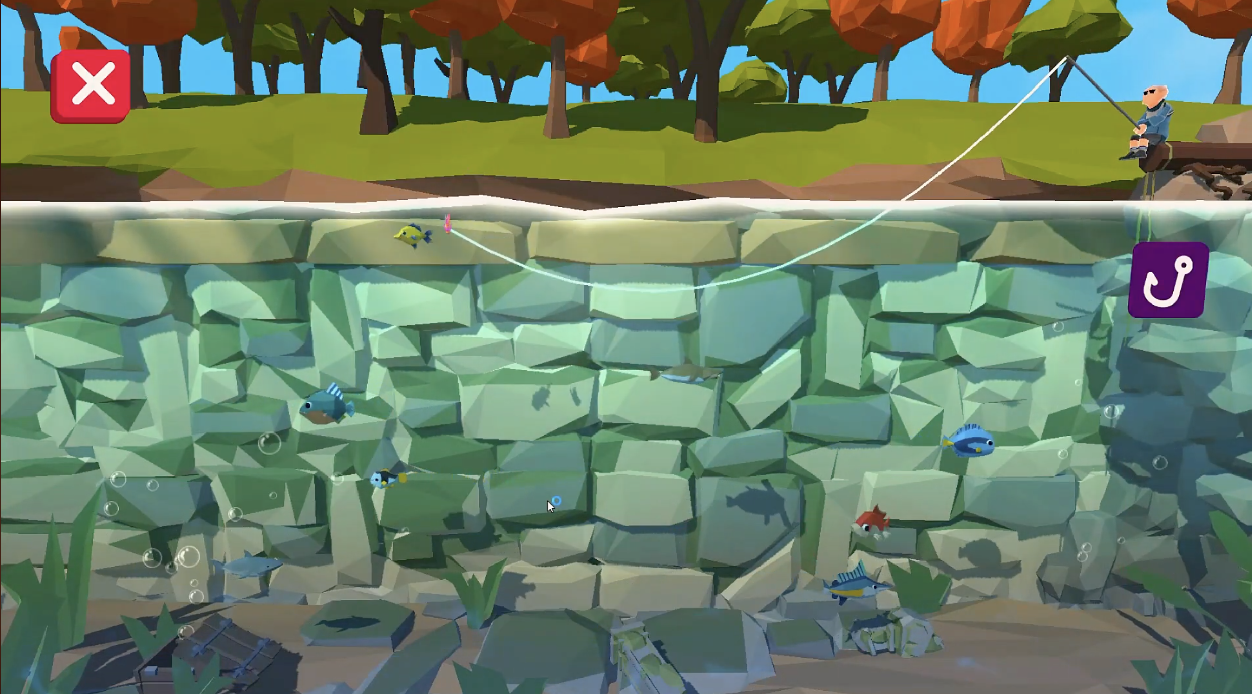 Minigame de pesca em Sensorama Play